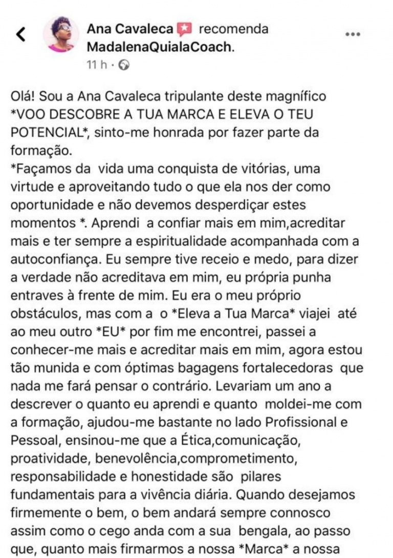 testemunho Ana Cavaleca